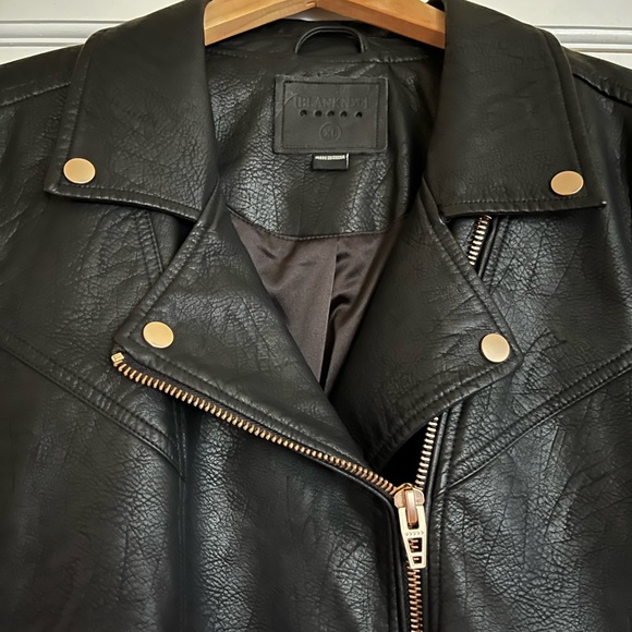 Blank NYC Life Changer Moto Faux Leather Jacket Black Rose Gold XL - Picture 6 of 14